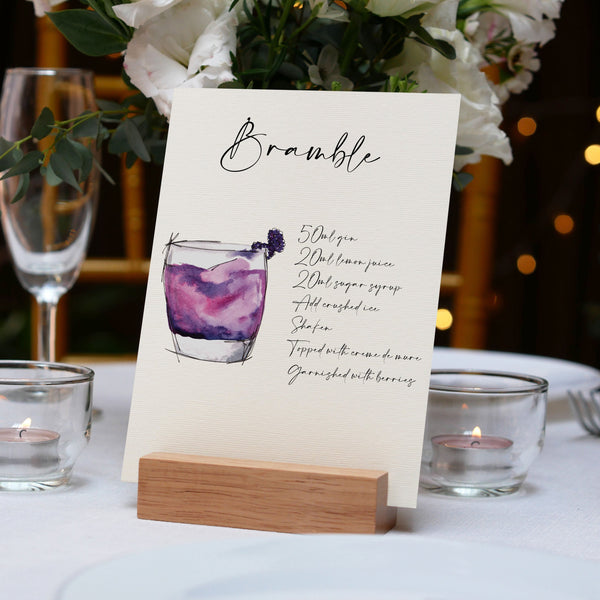 Cocktail & Recipe Wedding or Party Table Names Cards