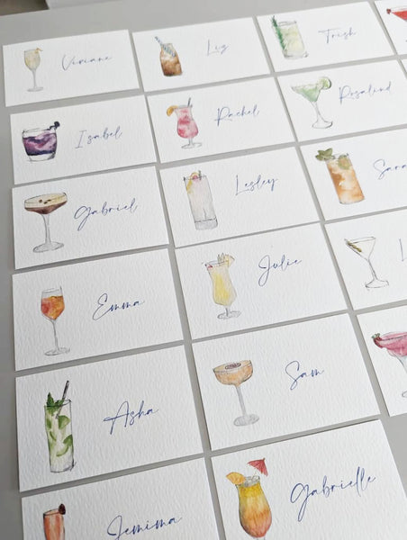 Cocktail Themed Wedding or Party Place Name Cards