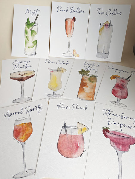 Cocktail Wedding or Party Table Names Cards