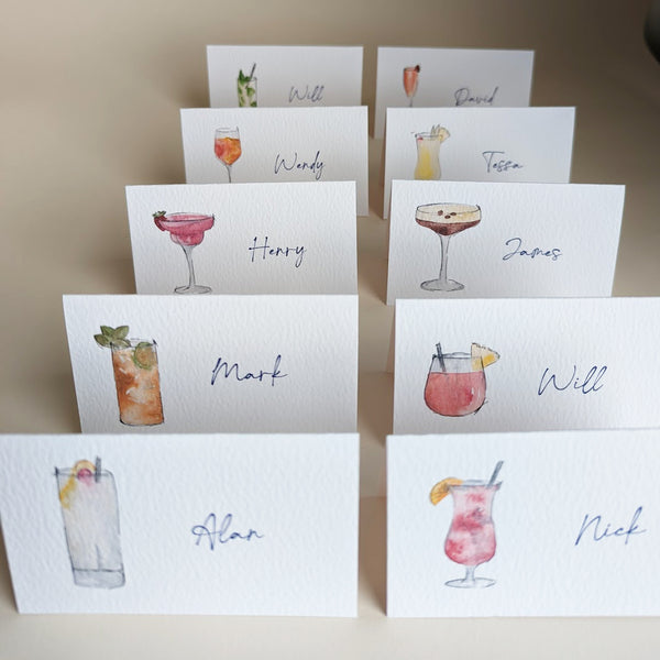 Cocktail Themed Wedding or Party Place Name Cards