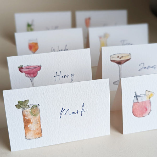 Cocktail Themed Wedding or Party Place Name Cards