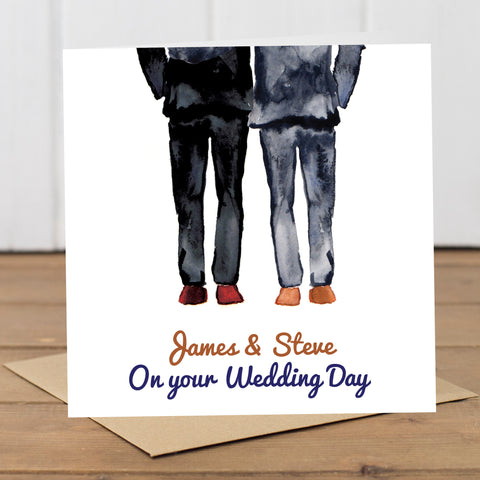Personalised Two Grooms Wedding Day Card - Yellowstone Art Boutique