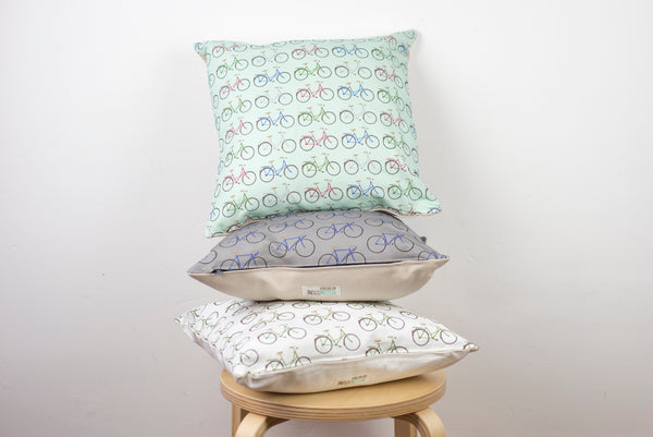 Mint Bikes Cushion - Yellowstone Art Boutique