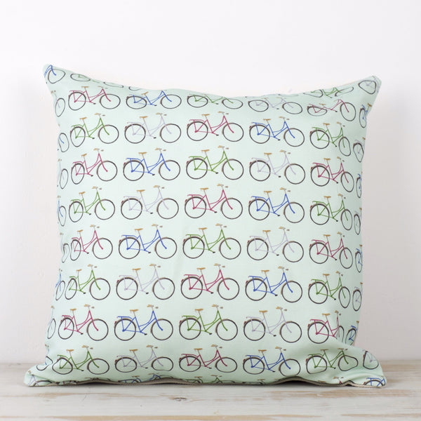 Mint Bikes Cushion - Yellowstone Art Boutique