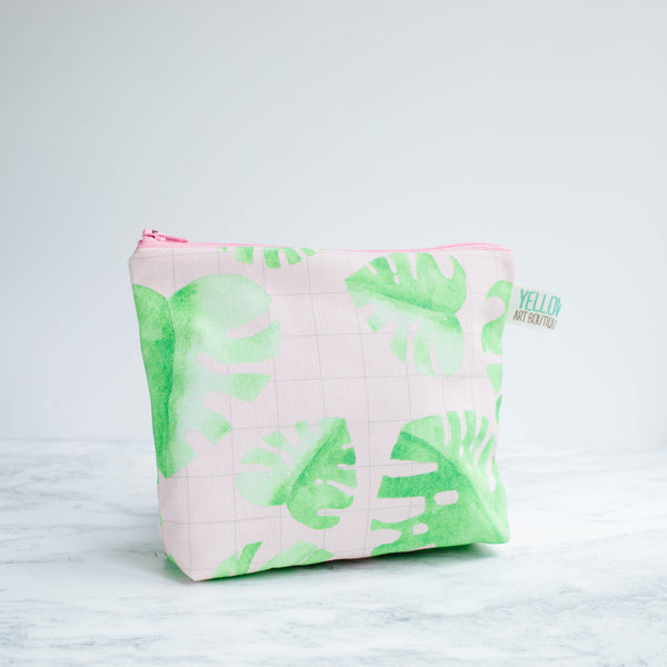 Monstera Grid Wash Bag - Yellowstone Art Boutique