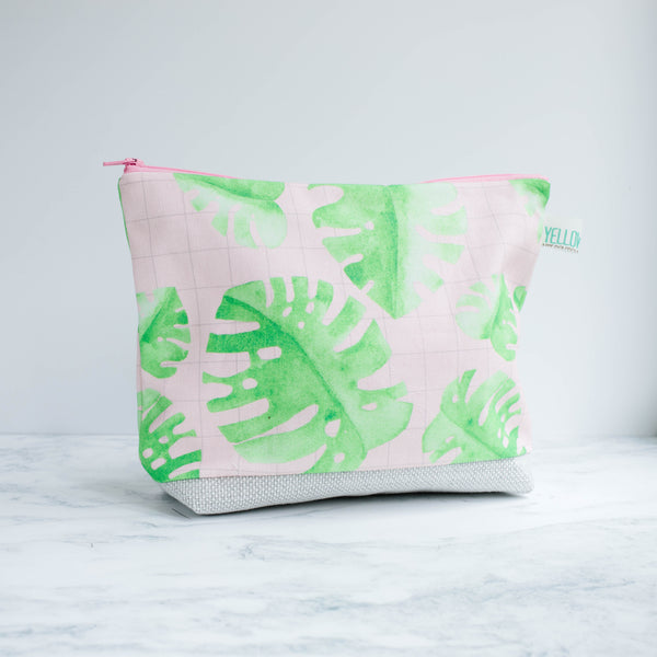 Monstera Grid Wash Bag - Yellowstone Art Boutique
