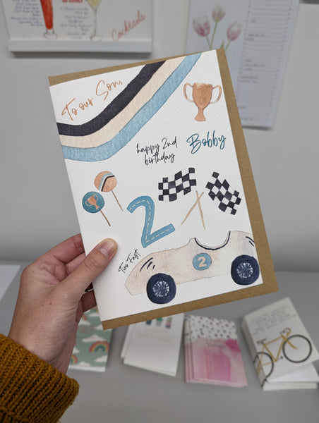 Large A5 Race Car Birthday Card