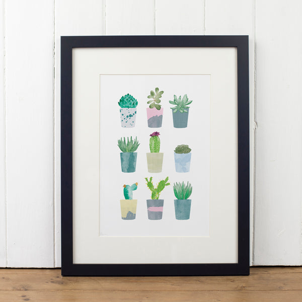 Succulents in Pots Art Print - Yellowstone Art Boutique