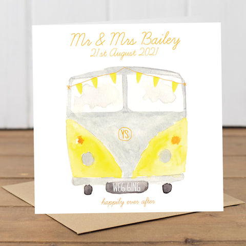 Personalised Wedding Campervan Card - Yellowstone Art Boutique