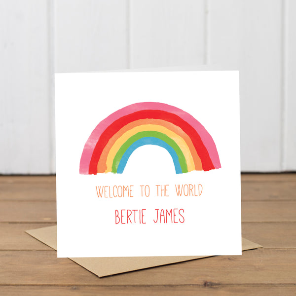 Personalised New Baby Rainbow Card - Yellowstone Art Boutique