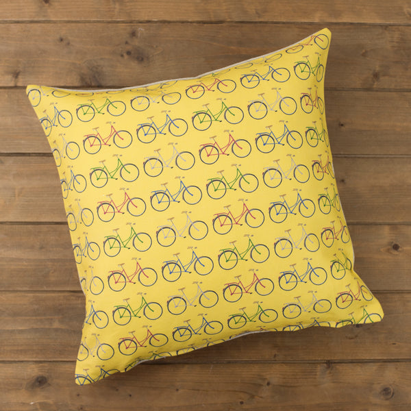 Yellow Bikes Cushion - Yellowstone Art Boutique