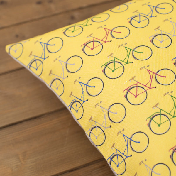 Yellow Bikes Cushion - Yellowstone Art Boutique