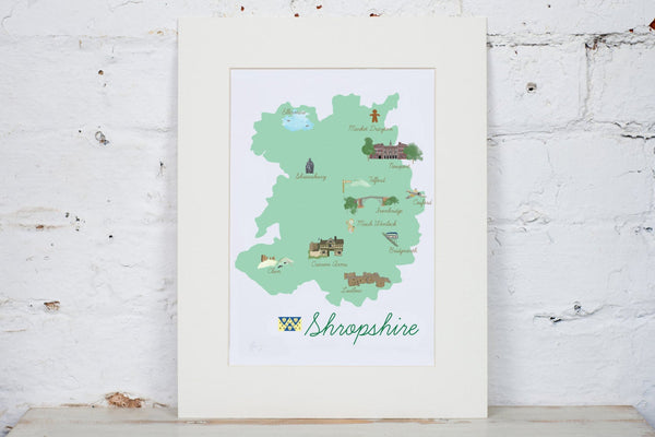 Shropshire Map Art Print - Yellowstone Art Boutique