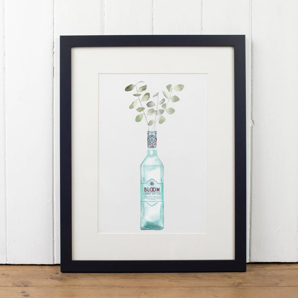 Bloom Gin Bottle Art Print - Yellowstone Art Boutique