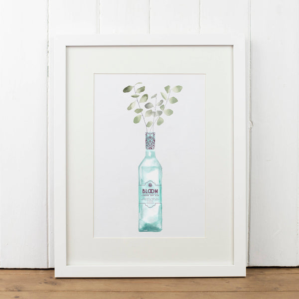 Bloom Gin Bottle Art Print - Yellowstone Art Boutique