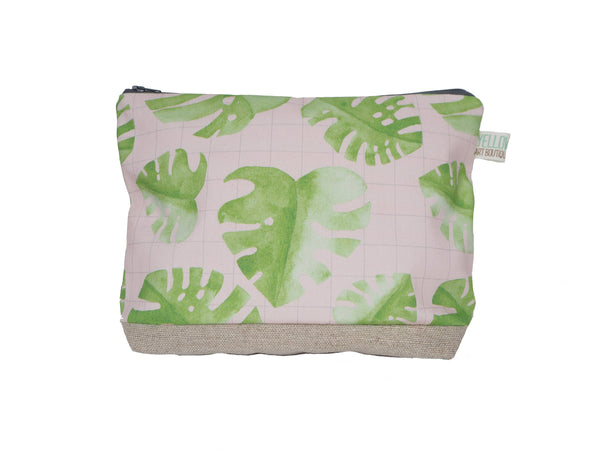 Monstera Grid Wash Bag - Yellowstone Art Boutique