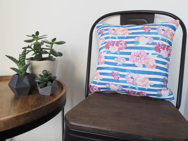 Floral Stripe Cushion - Yellowstone Art Boutique