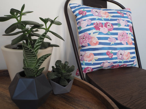 Floral Stripe Cushion - Yellowstone Art Boutique