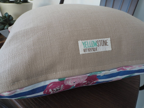 Floral Stripe Cushion - Yellowstone Art Boutique