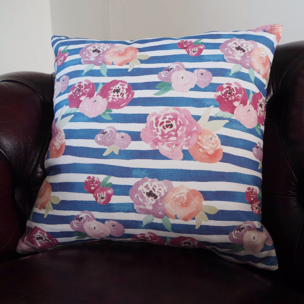 Floral Stripe Cushion - Yellowstone Art Boutique