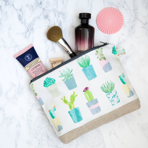 Succulent & Cacti Wash Bag - Yellowstone Art Boutique