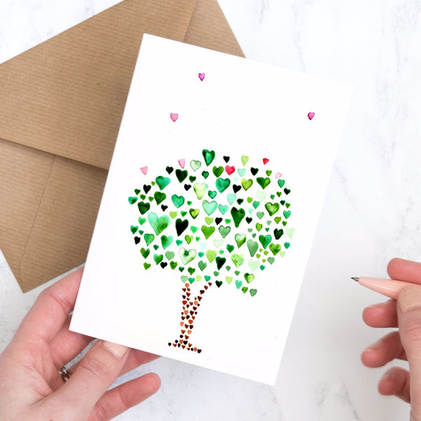 Blank Green Tree of Hearts Card - Yellowstone Art Boutique