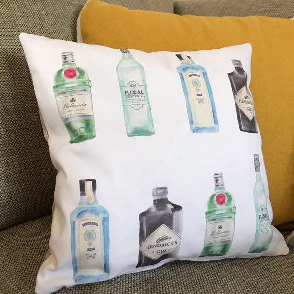 Gin Bottles Cushion - Yellowstone Art Boutique