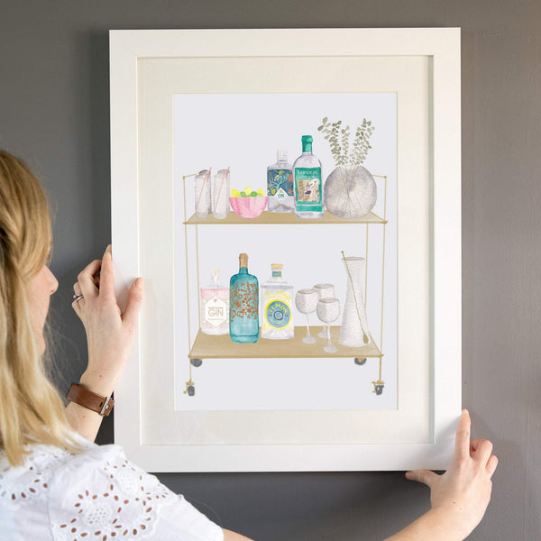 Gin Bar Cart Art Print - Yellowstone Art Boutique