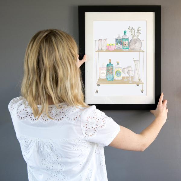 Gin Bar Cart Art Print - Yellowstone Art Boutique