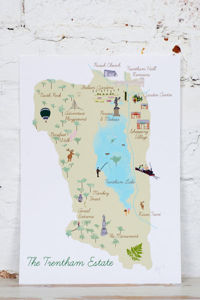 Trentham Estate Map Art Print - Yellowstone Art Boutique