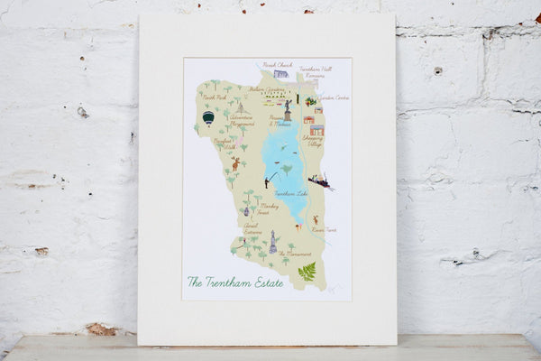Trentham Estate Map Art Print - Yellowstone Art Boutique