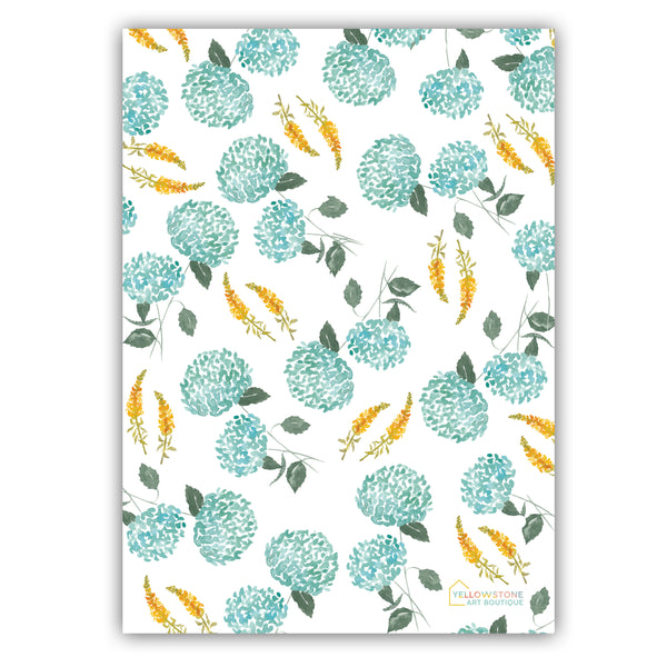 White Hydrangea & Snapdragon Tea Towel