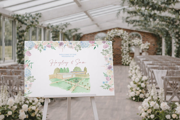 A1 Welcome Sign Foxtail Barns- Pastel English Country Garden - Yellowstone Art Boutique