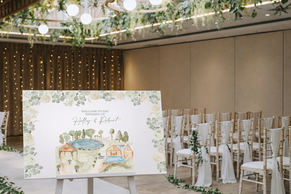 A1 Welcome Sign Moddershall Oaks- Classic Ivory & Sage Green - Yellowstone Art Boutique