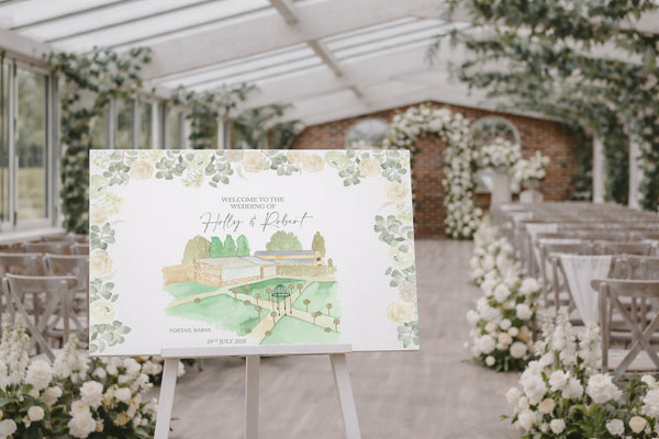 A1 Welcome Sign Foxtail Barns- Classic Ivory & Sage Green - Yellowstone Art Boutique