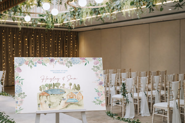 A1 Welcome Sign Moddershall Oaks- Pastel English Country Garden - Yellowstone Art Boutique