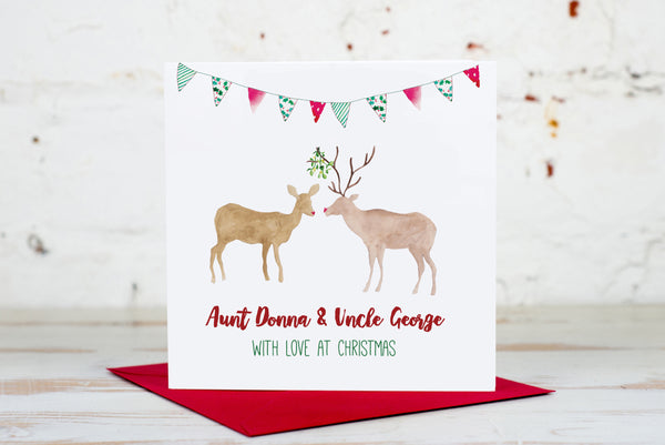 Two Reindeer Personalised Couple Card