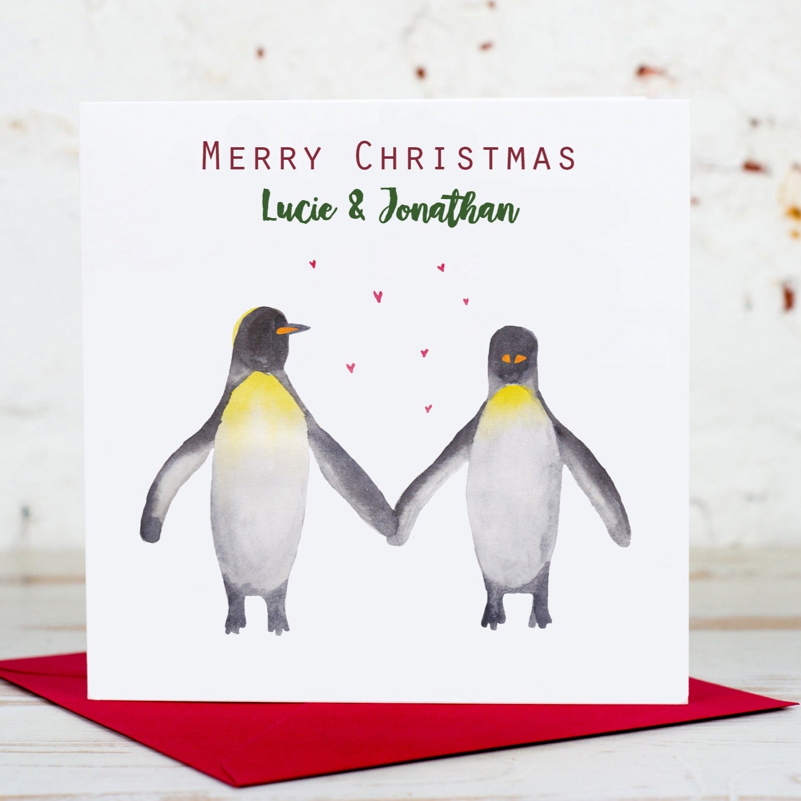Two Penguins Personalised Couple Card
