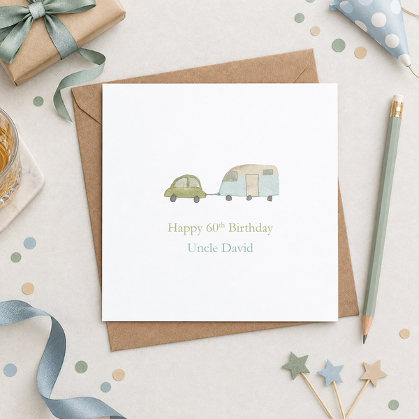 Car and Caravan Personalised Unisex Birthday Card - Yellowstone Art Boutique