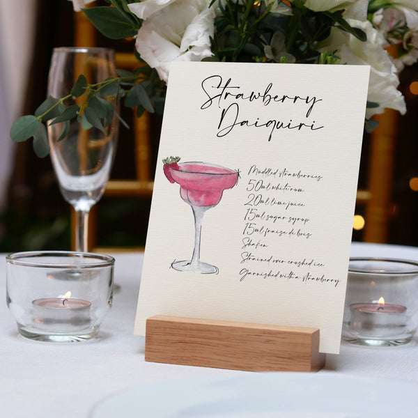 Cocktail & Recipe Wedding or Party Table Names Cards