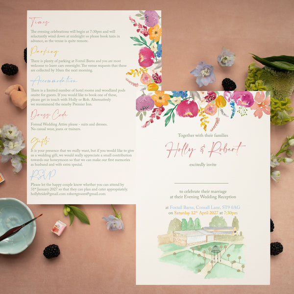 Foxtail Barns A5 Wedding Invitation (Evening Guests)