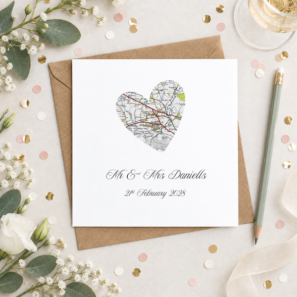 Gretna Green Personalised  Ordnance Survey Heart Map Wedding Day or Anniversary Greetings Card