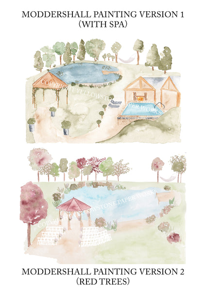 Moddershall Oaks 3 page concertina Wedding Invitation (Day Guests) - Yellowstone Art Boutique