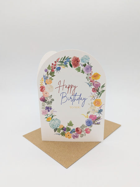 Colourful Floral Wreath Arch Birthday Card