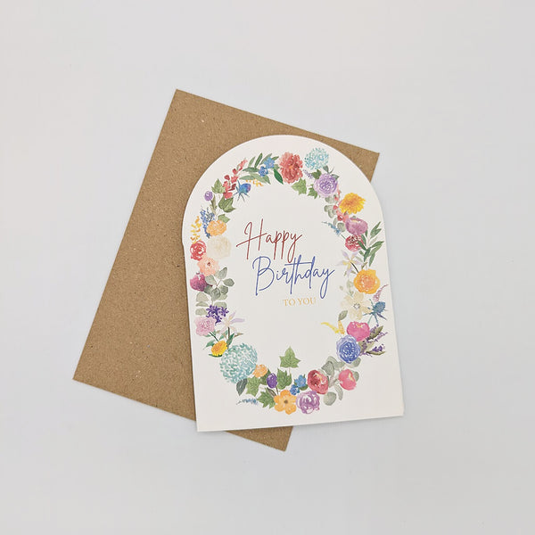 Colourful Floral Wreath Arch Birthday Card
