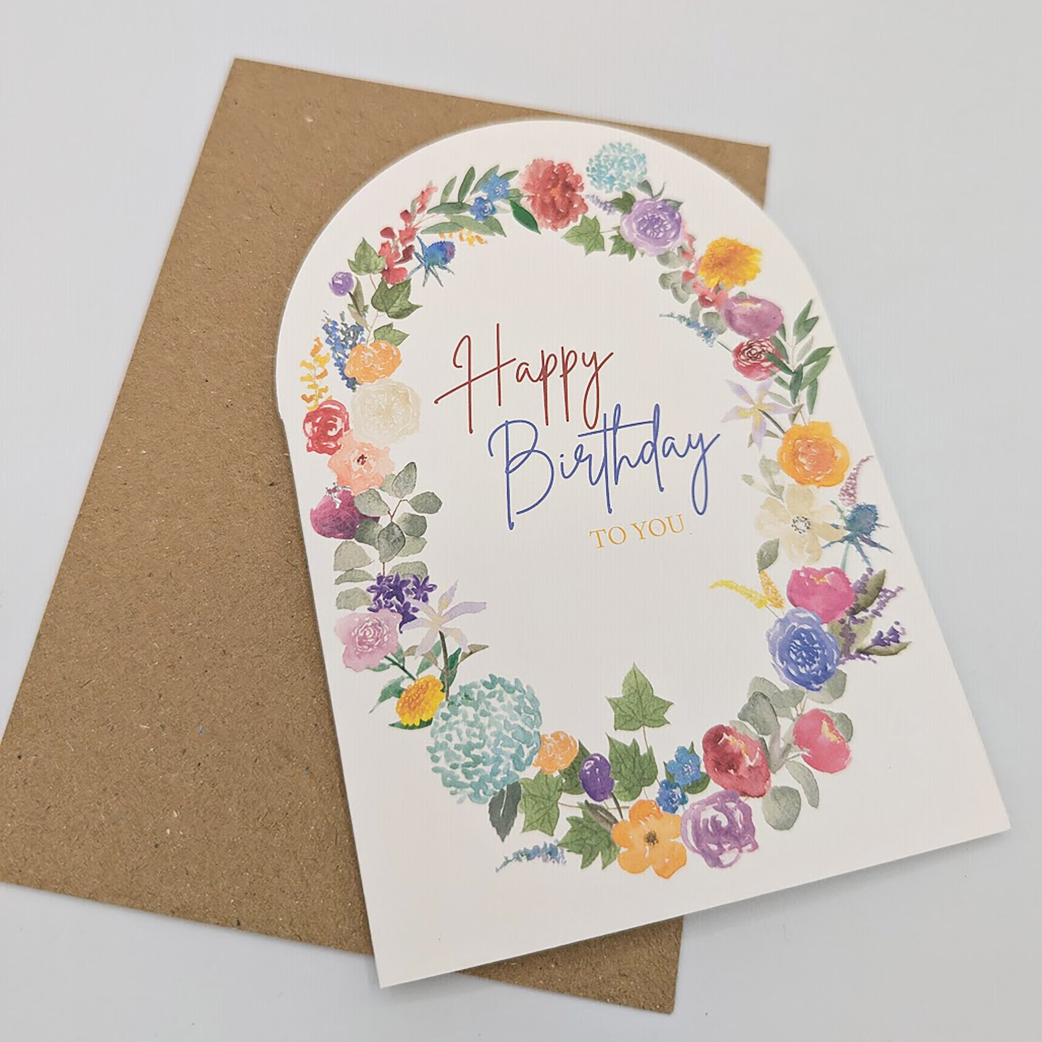 Colourful Floral Wreath Arch Birthday Card