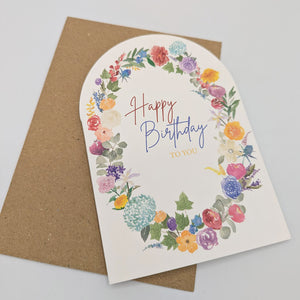 Colourful Floral Wreath Arch Birthday Card