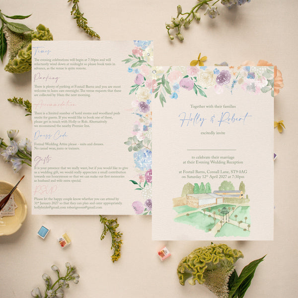 Foxtail Barns A5 Wedding Invitation (Evening Guests)