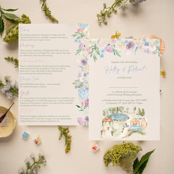 Moddershall Oaks A5 Wedding Invitation (Evening Guests)