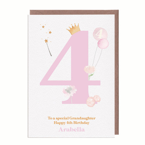 Large A5 Princess Girls Age Birthday Card